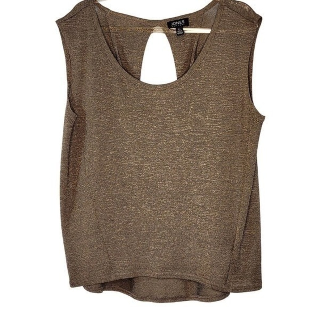 Jones New‎ York Women's Metallic Knit Sleeveless Top Cutout Back Size L EUC